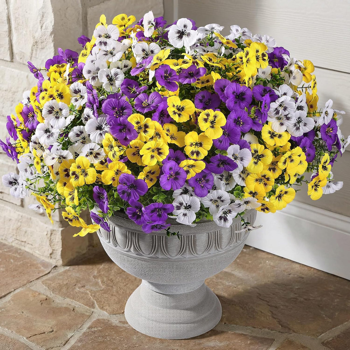 Alupssuc 24 Bundles Artificial Flowers UV Resistant for Outdoor Decor