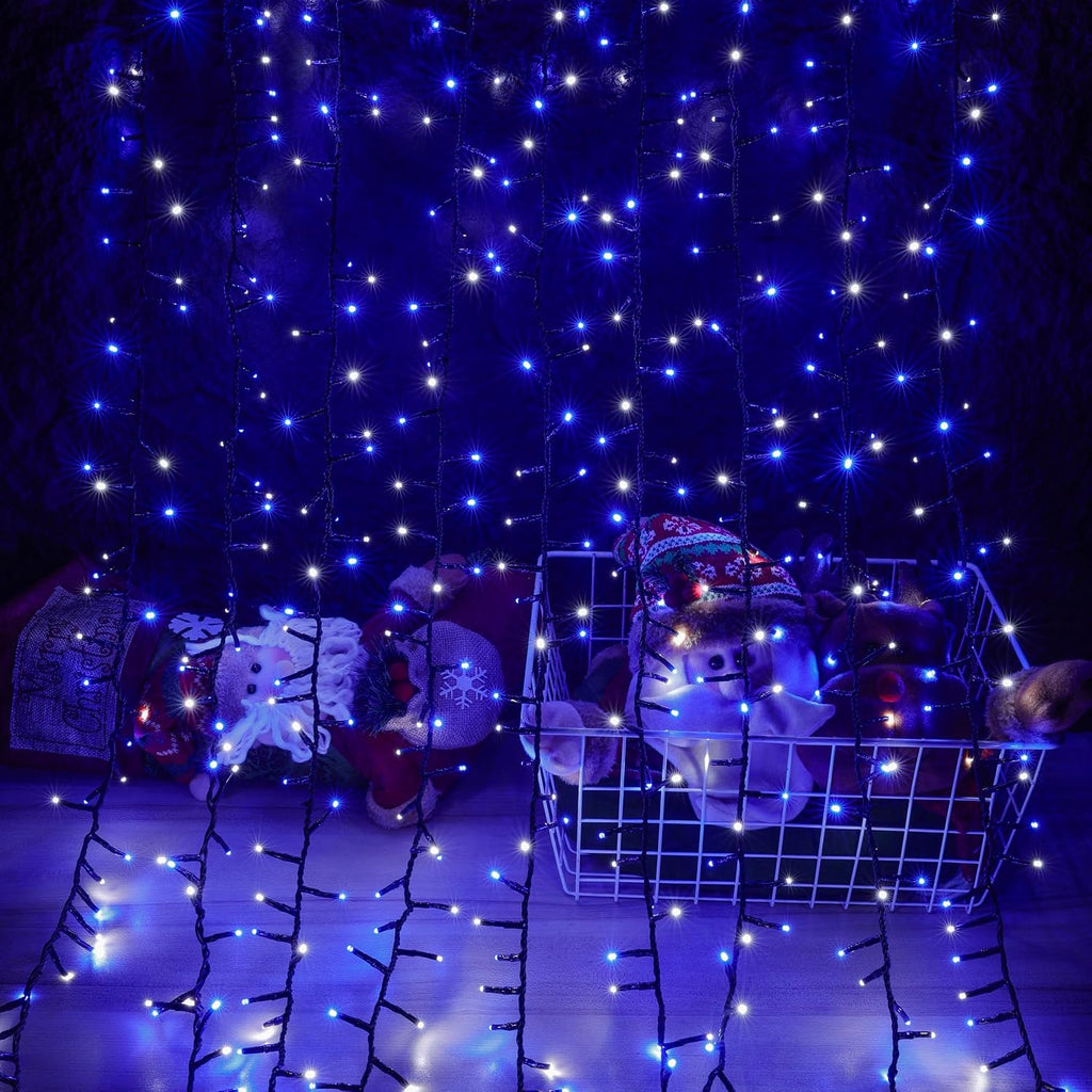 AWQ 500 LED 49FT Christmas Cluster Lights IP44 String Light Blue and White