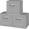 11x11 Inch Storage Bins Cubes, Fabric Foldable Storage Box, Collapsible Closet Organizer for Clothes, Blankets, Office, Bedroom, Living Room, Shelf Cabinet, Bookcase, Gray, 3 Pack