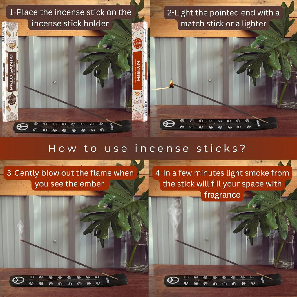 Trumiri Incense Sticks - Combo Pack of 40 Insence-Sticks - 20 Palo Santo + 20 Myrrh - Insenses - Insents - Incents - Inscense - Incence - Incienso - All Natural Incense Sticks
