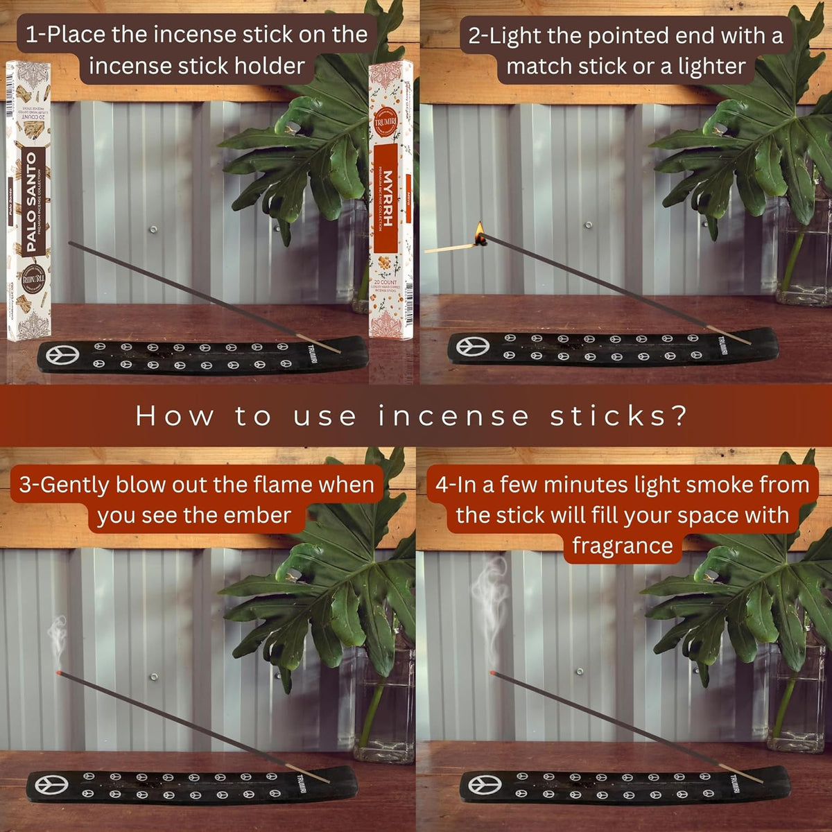 Trumiri Incense Sticks - Combo Pack of 40 Insence-Sticks - 20 Palo Santo + 20 Myrrh - Insenses - Insents - Incents - Inscense - Incence - Incienso - All Natural Incense Sticks