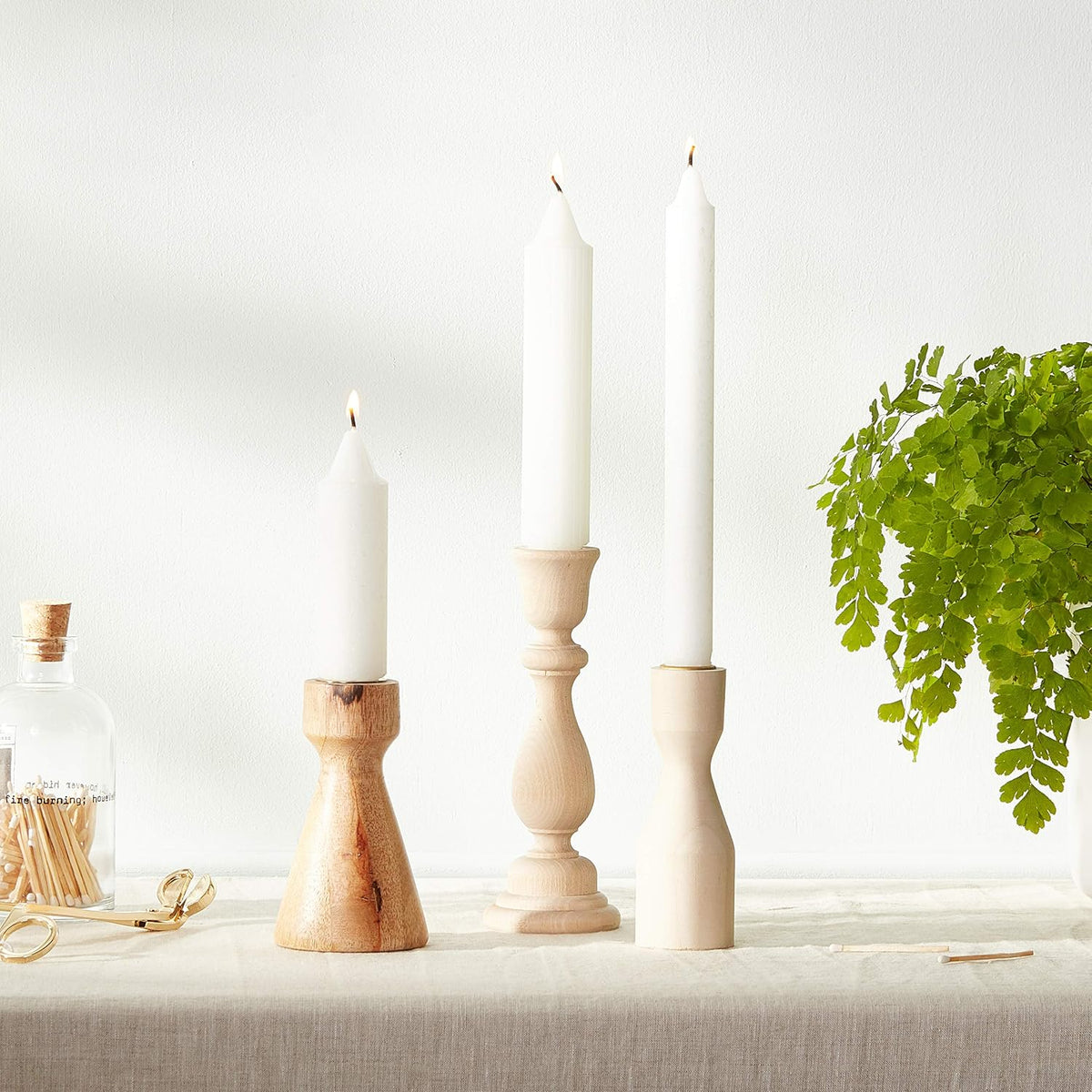 Root 4-Count Unscented Grecian Collenette Candles, 7-Inch, White