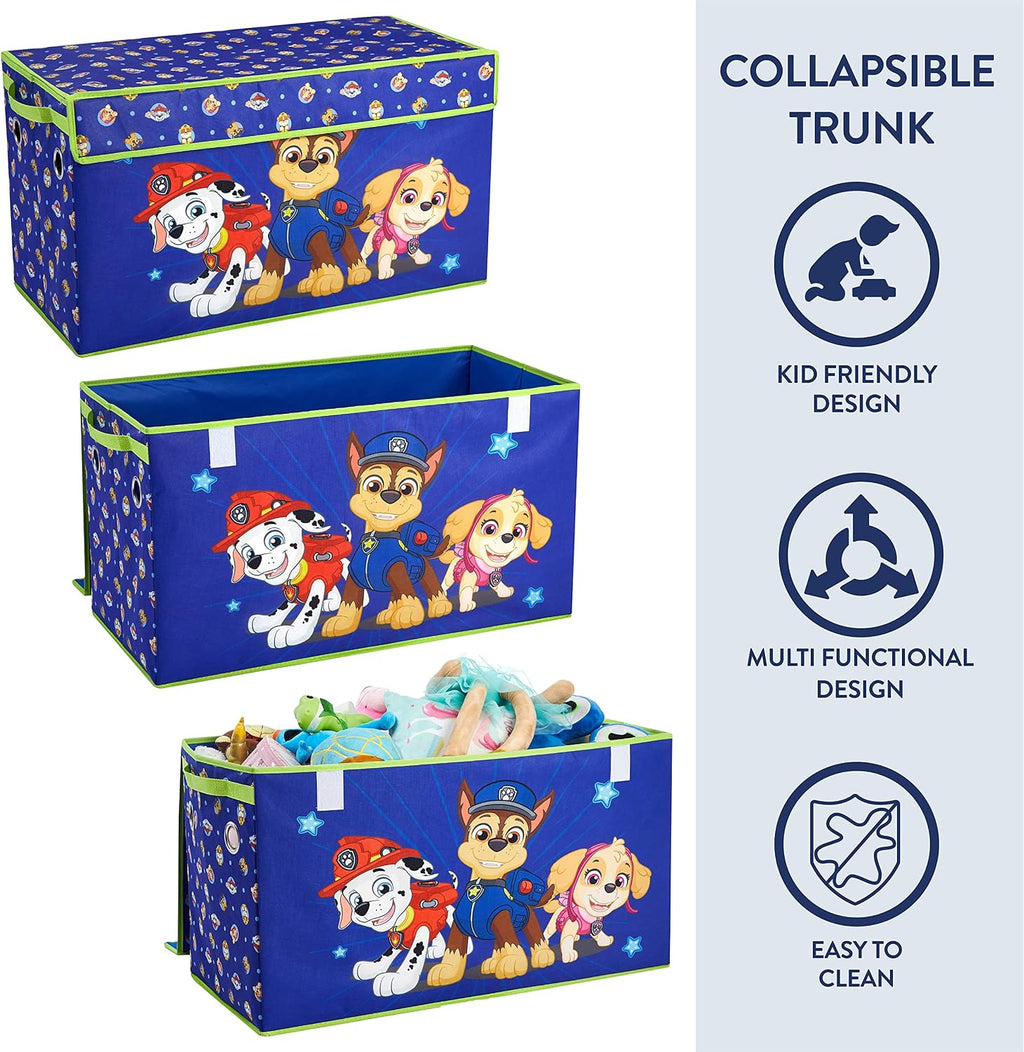 Paw Patrol 4-Piece Kids Storage Set with Pop-Up Hamper, Collapsible Toy Trunk & 2 Nestable Bins, Bedroom & Playroom Organizer