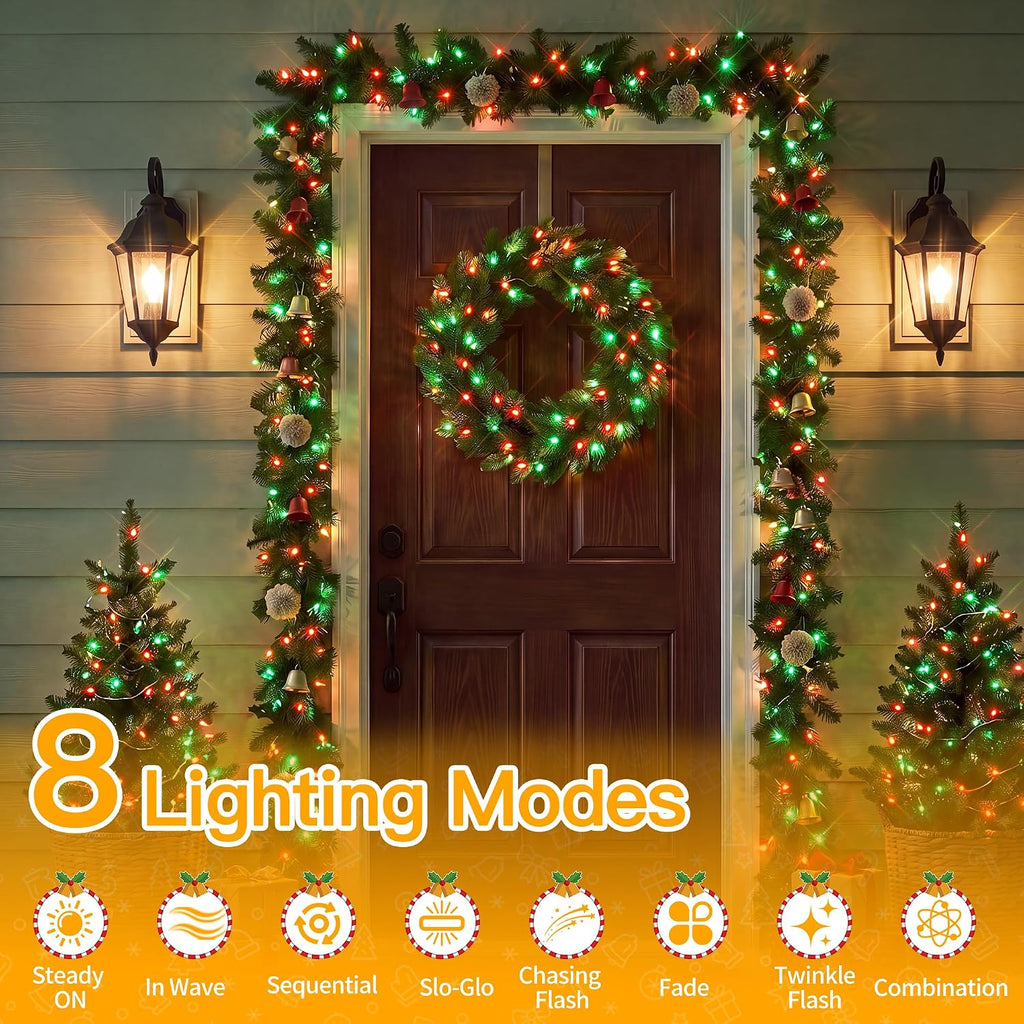 Ollny 100 LED Christmas Lights 33FT, Red & Green Connectable Fairy Lights