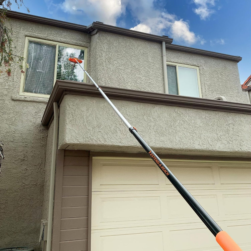 5-25 ft Cobweb Duster with Extension Pole // 30+ Foot High Reach Spider Web Cleaner Cobweb Brush for Outdoor & Indoor Web Cleaning // Lightweight & Sturdy Telescopic Pole // The Ultimate Dusting Kit
