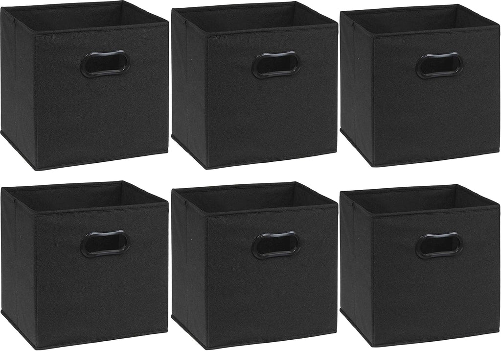 Simple Houseware 11-Inch Foldable Cube Storage Bins with Handles, Black