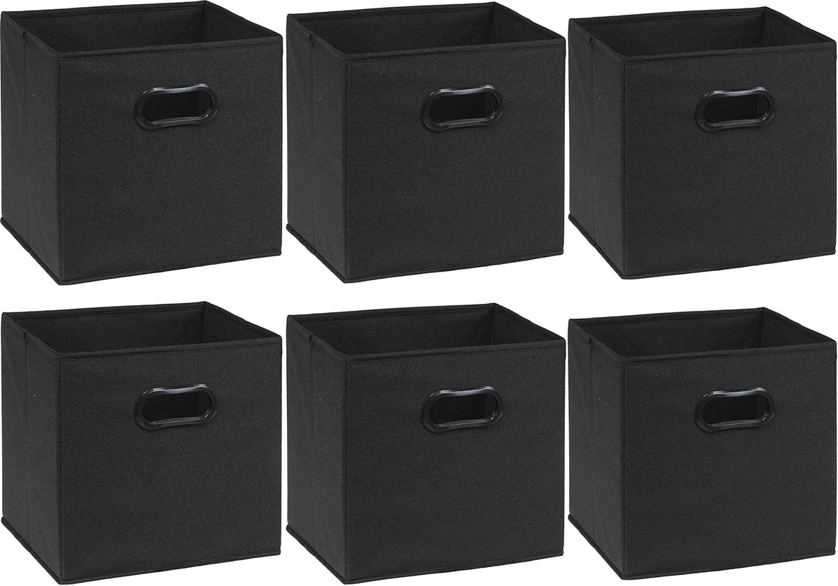 Simple Houseware 11-Inch Foldable Cube Storage Bins with Handles, Black