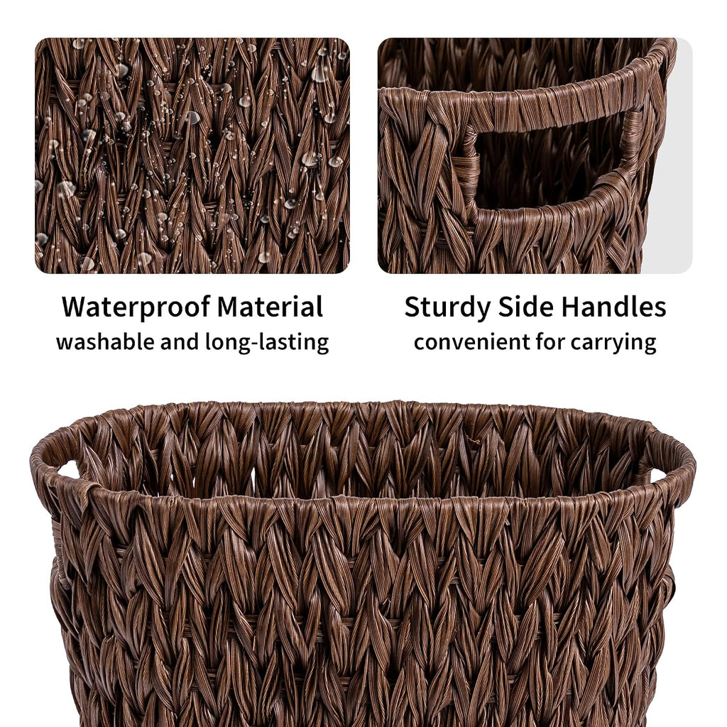 GRANNY SAYS Bedroom Trash Can, Wicker Waste Basket for Bathroom, Brown