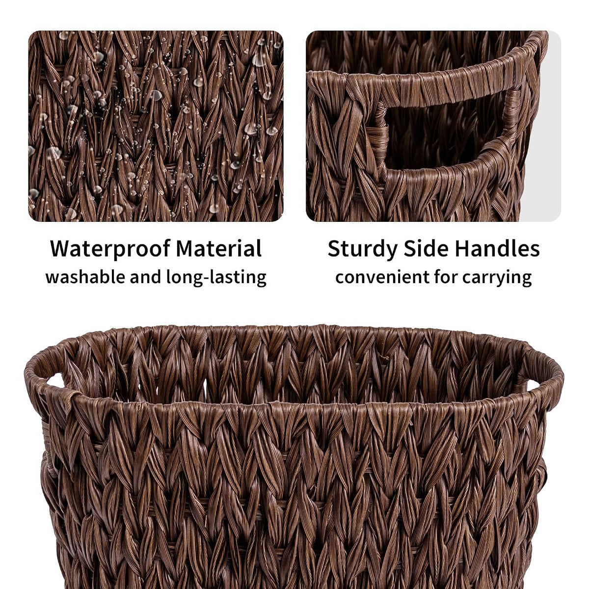 GRANNY SAYS Bedroom Trash Can, Wicker Waste Basket for Bathroom, Brown