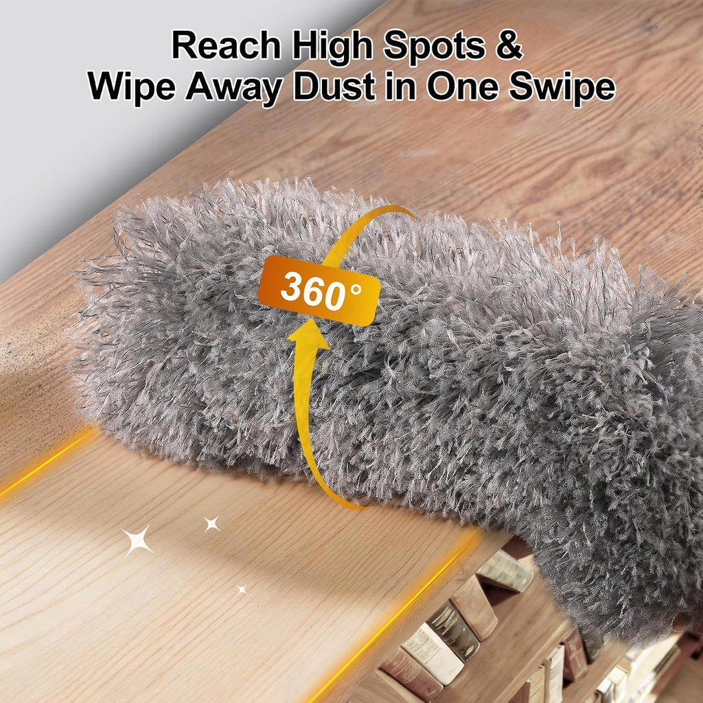 Tiumso Microfiber Feather Duster 5-in-1 Kit, Dusters for Cleaning, Duster with Extension Pole 100 Inches, Cobweb Duster, Microfiber Dusters for High Ceilings and Fans, Blinds, Cars and Furniture