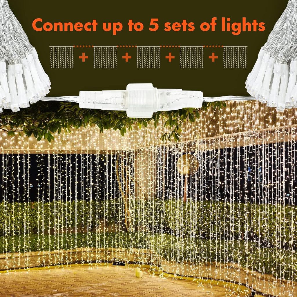 Twinkle Star 300 LED Window Curtain String Lights, Warm White, 2 Pack