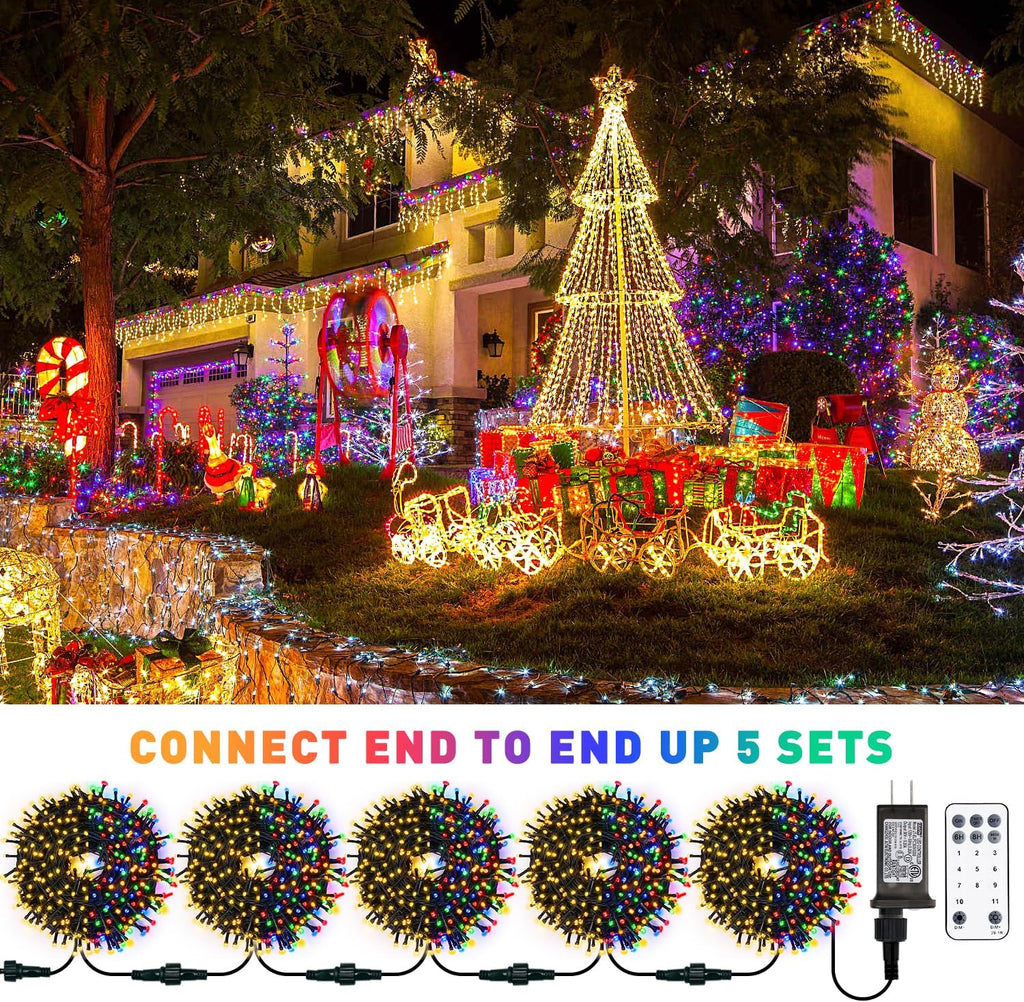 JMEXSUSS 200 LED Color Changing Christmas Lights, Warm White & Multicolor