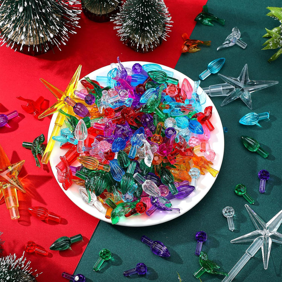 186 Pcs Ceramic Christmas Tree Replacement Lights Set, Multi Color, Stylish