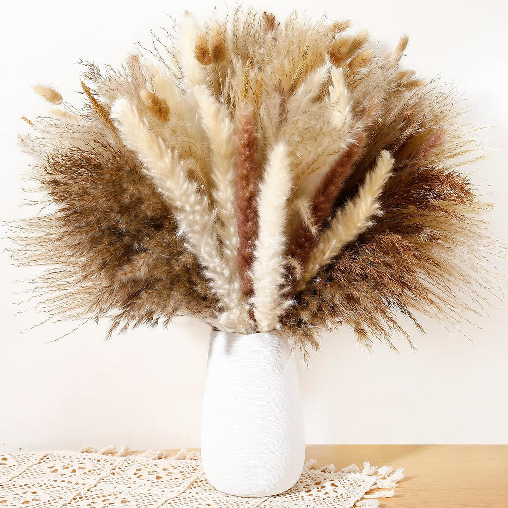 Wertuirk 135Pcs Dried Pampas Grass Boho Home Decor