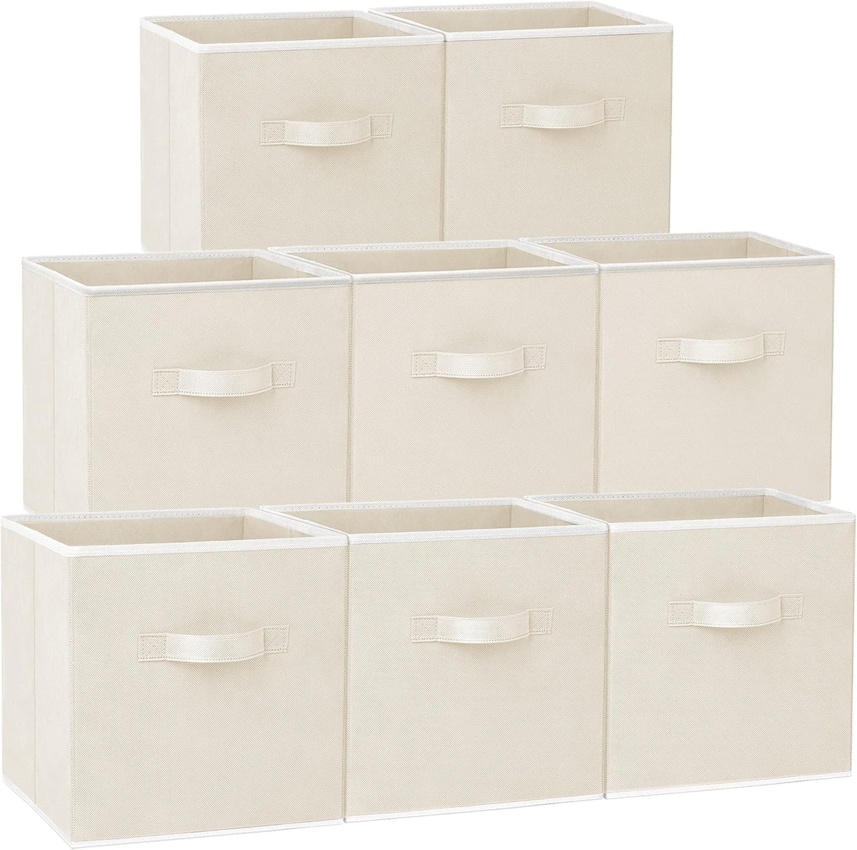 Criusia Large Storage Cubes - 13 Inch Heavy Duty Fabric Storage Bins for Shelves Closet, Cube Organizer - 8 Pack Collapsible Cube Storage Bins Baskets for Organizing Clothes Blankets Toys (Beige)