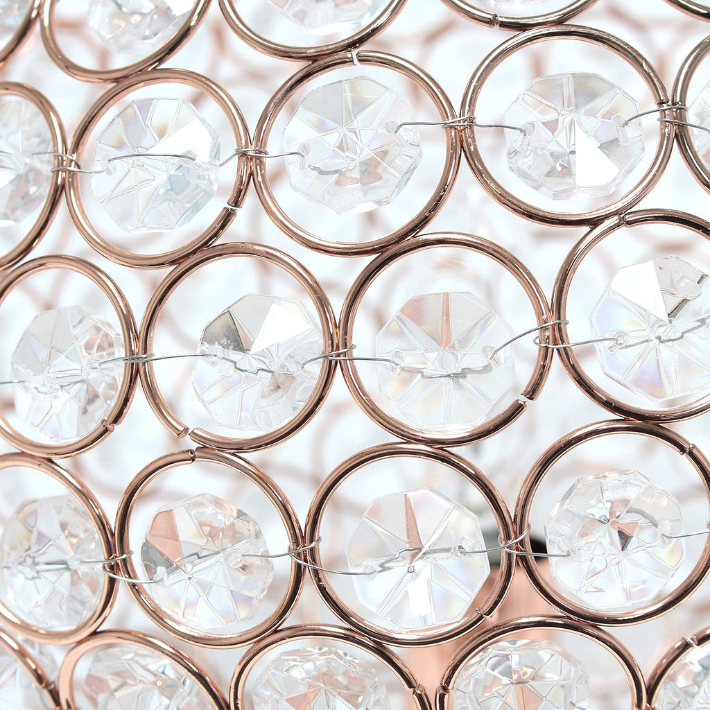Elegant Designs LT1067-RGD 10" Elipse Crystal Collection Metal Crystal Ball Sequin Table Desk Lamp for Accent Lighting, Décor, Living Room, Rose Gold