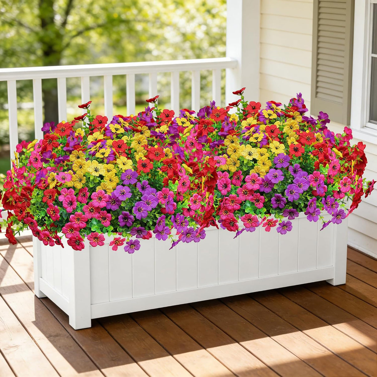 Artificial Flowers for Outdoors (12, Purple Red Yellow Hot Pink)