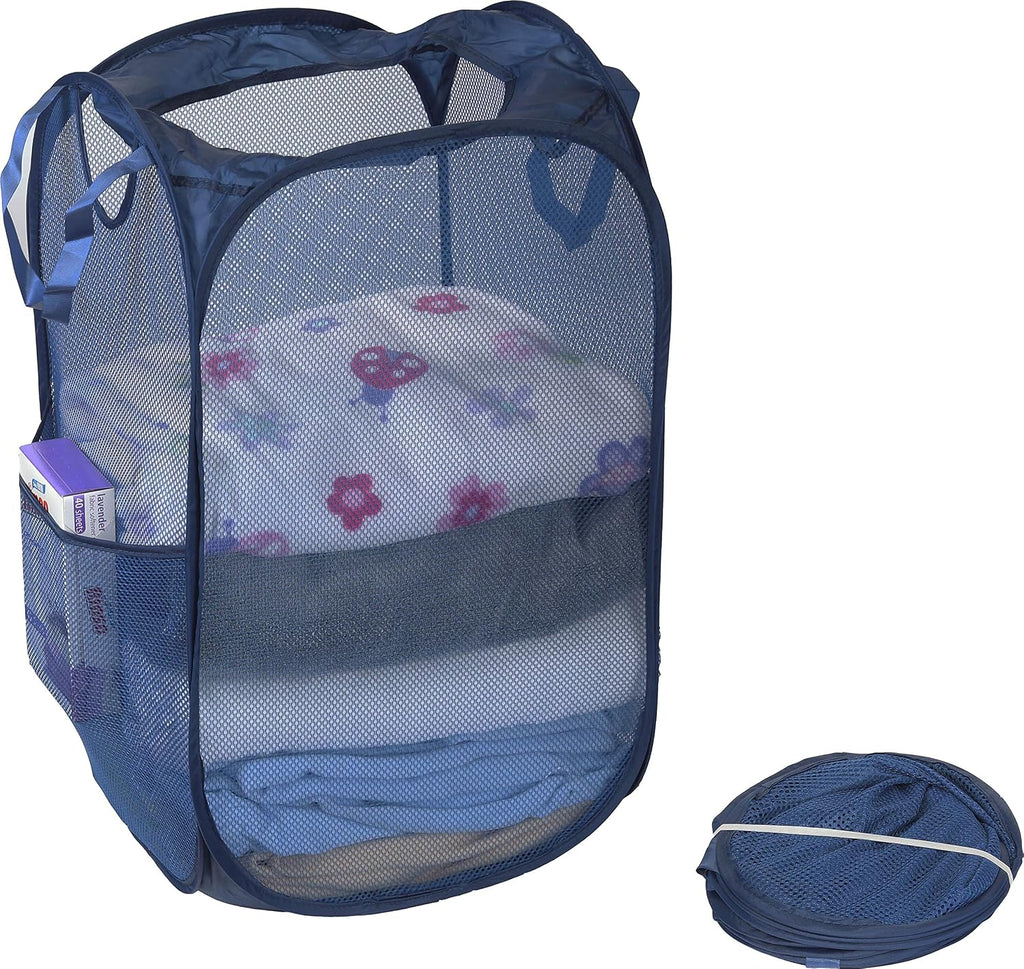 Simple Houseware Mesh Pop-Up Laundry Hamper with Side Pocket, 2 Pack
