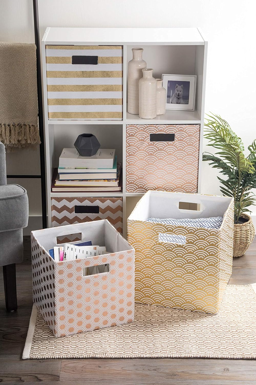 DII Collapsible Polyester Storage Cube, Honeycomb, Copper, Small
