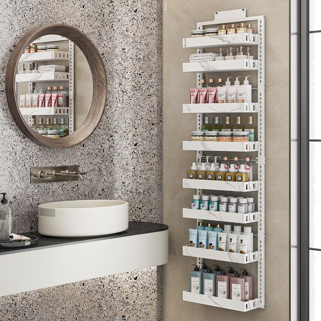 BUKFEN Over the Door Pantry Organizer, 2-IN-1 Door & Wall Mount Spice Rack