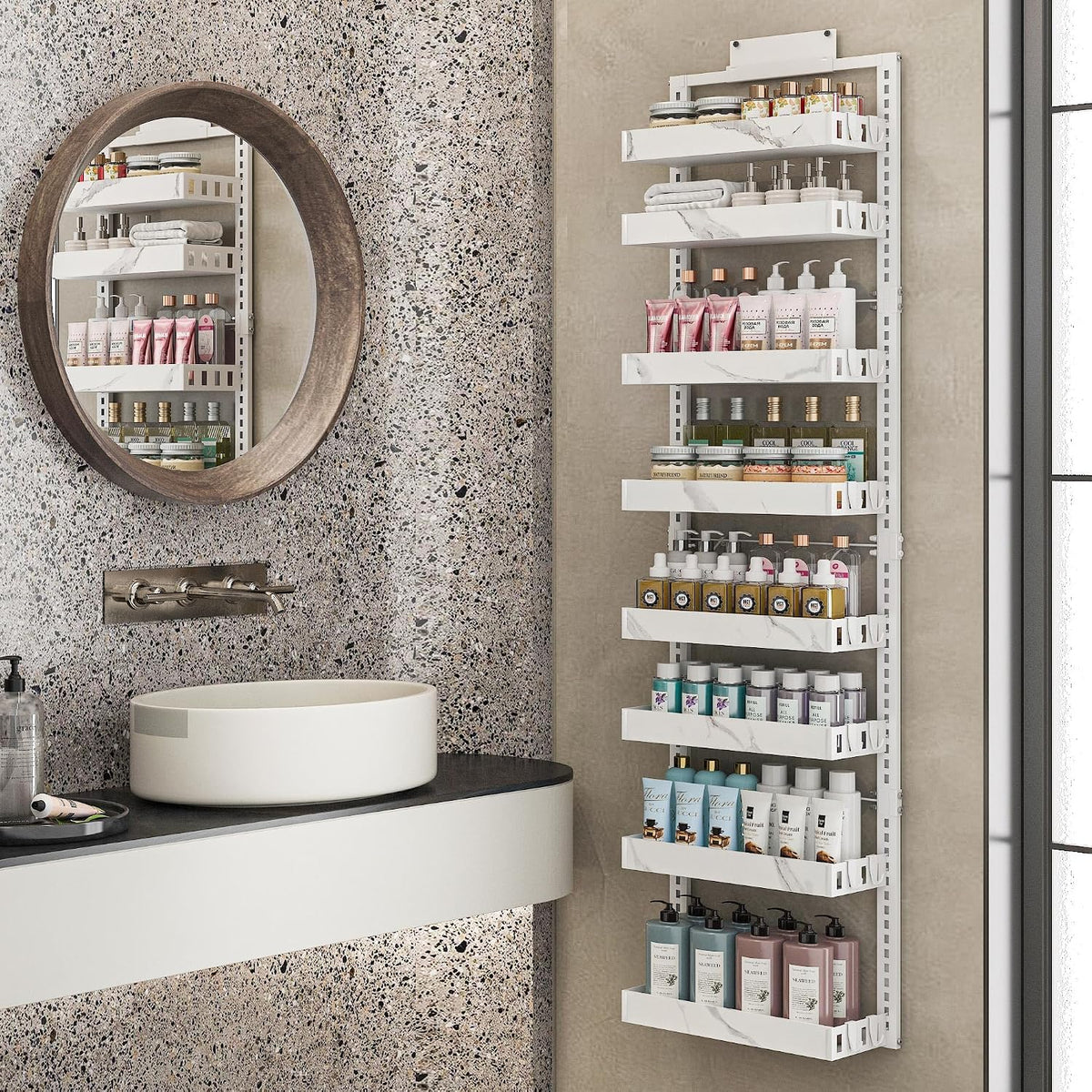 BUKFEN Over the Door Pantry Organizer, 2-IN-1 Door & Wall Mount Spice Rack
