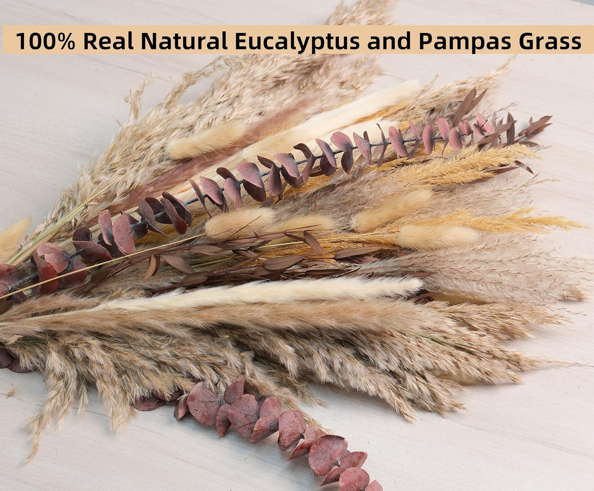 8 Kinds Natural Fall Dried Pampas Grass Flowers Bouquet, Autumn Floral