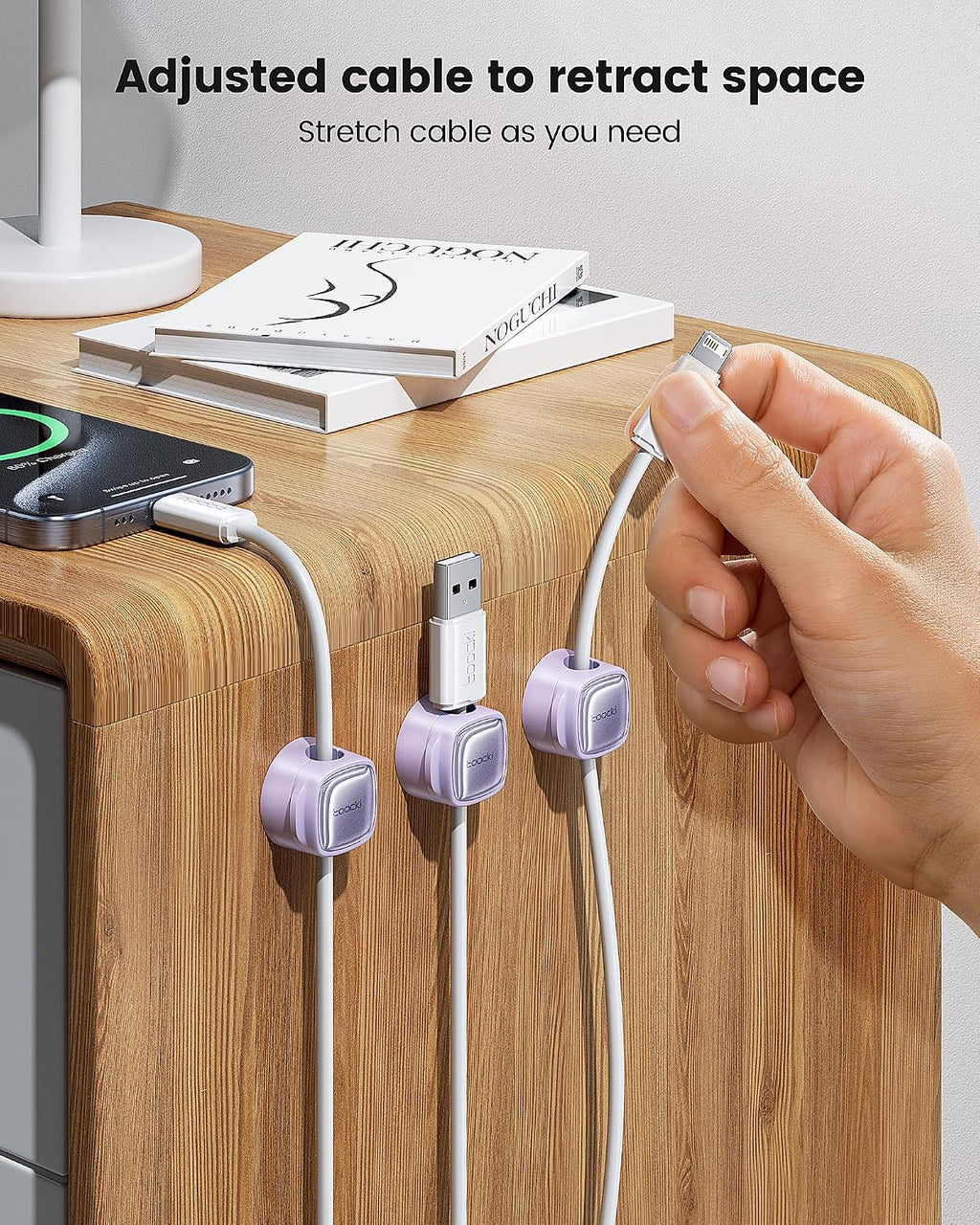 Toocki 6 Pack Magnetic Cable Clips, Purple