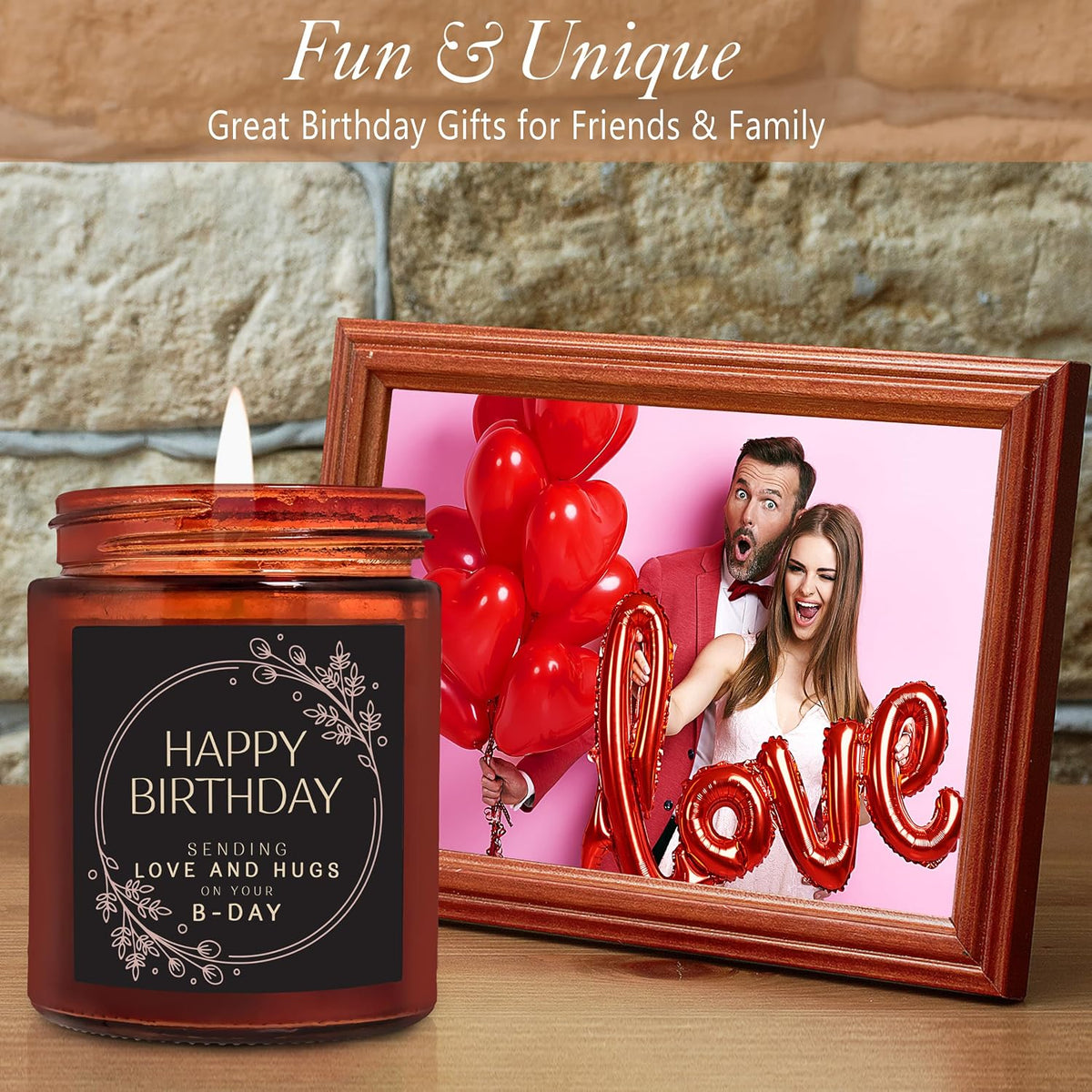 Happy Birthday Gifts for Women Men - Sending Love Hugs Birthday Candle for Her Him -16th 30th 40th 50th Birthday for Mom Sister Wife Daughter Aunt Best Friend - Vanilla Cake Sweet Scented Soy Candles