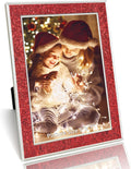 HIKWADERY 5x7 Picture Frame Glitter, Red Bling 5 by 7 Photo Frames with HD Real Glass, for Wall or Tabletop Display, Family Friends Wedding Mother's Day Gift (5 x 7, Red)