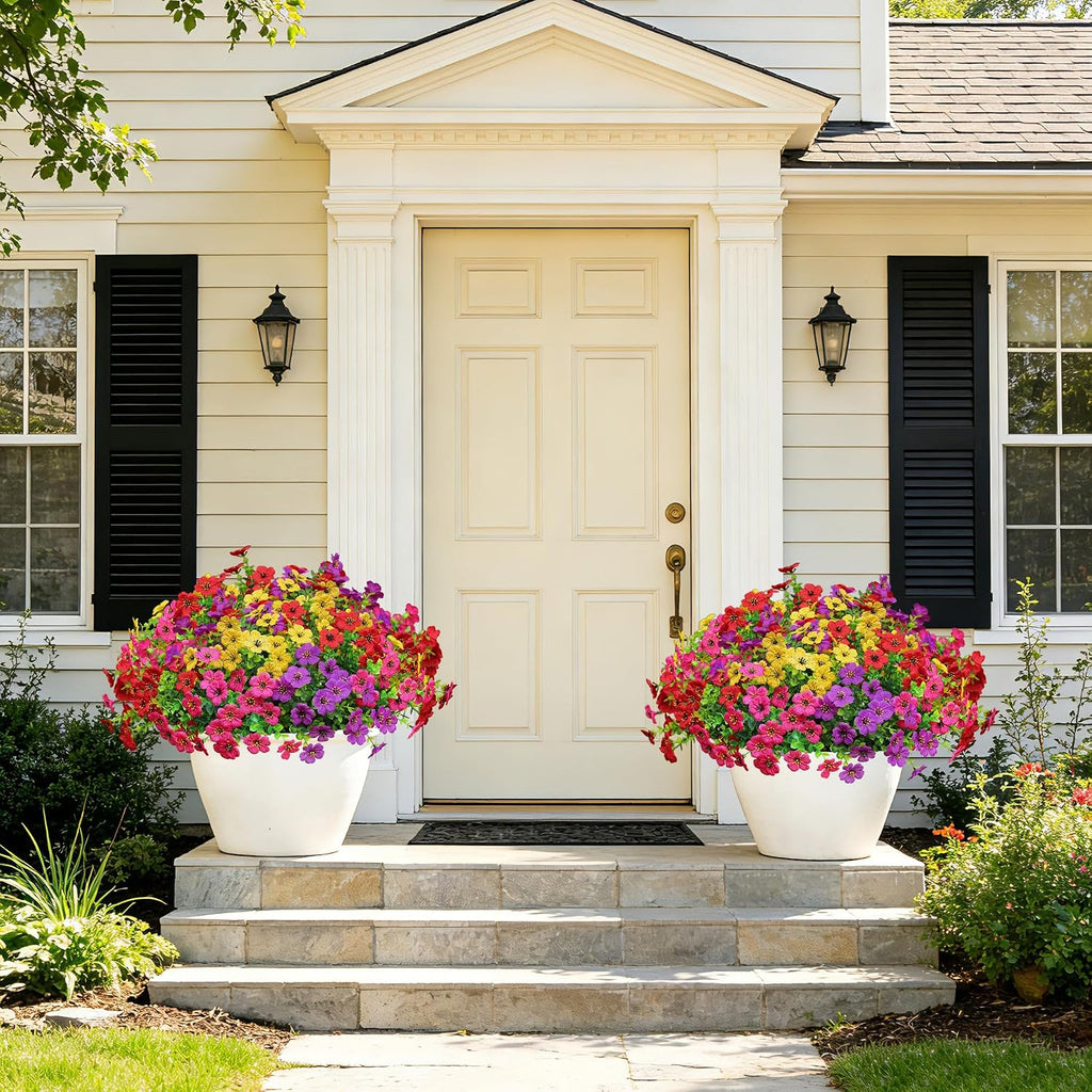 Artificial Flowers for Outdoors (12, Purple Red Yellow Hot Pink)