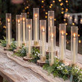 NUPTIO Hurricane Glass Candle Holders, Set of 10 Gold Taper Candle Holders