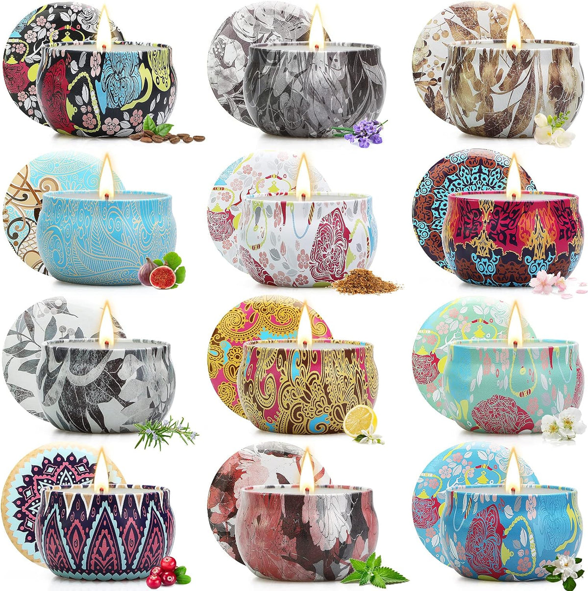 12 Pack Scented Candles Gifts for Women: Soy Wax Candles for Home Scented