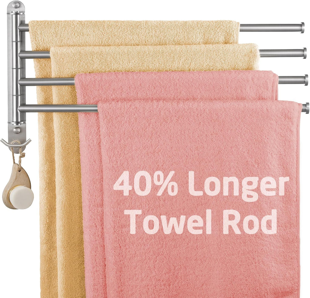 KES Extra Long Swivel Towel Bar 19.5" 4-Arm, Swing Out Towel Rack, 18/8