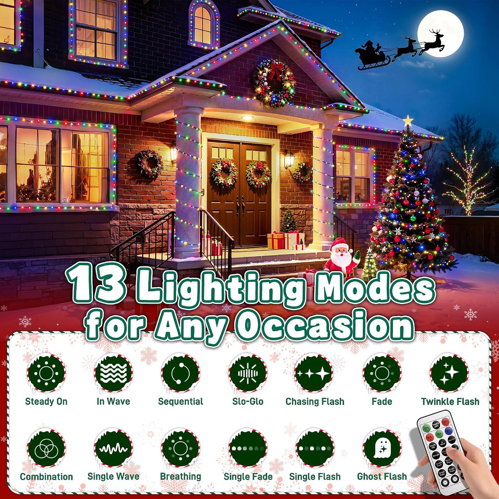 Outdoor Christmas Lights 500 LED 164FT, 13 Modes Multicolor