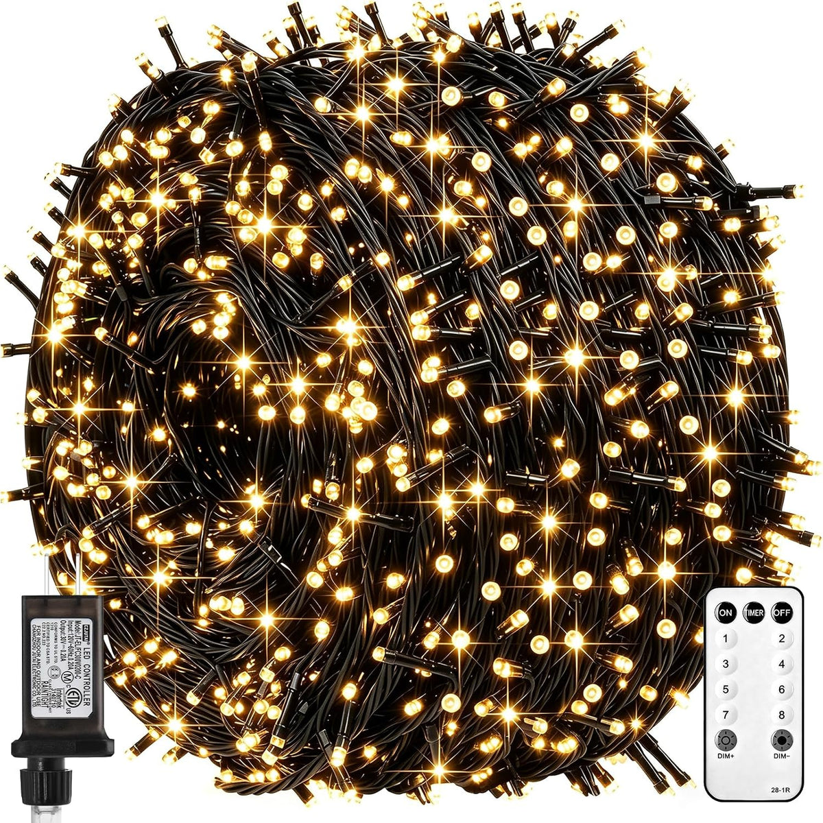 Brightown 330FT 1000LED Christmas Lights Outdoor Warm White String Lights