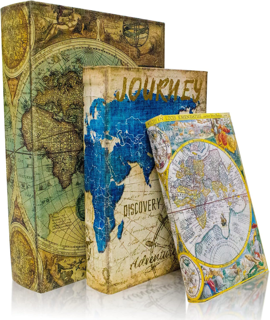 Decorative Book Box Set of 3,Fake Book Trinket Keepsake Storage Box