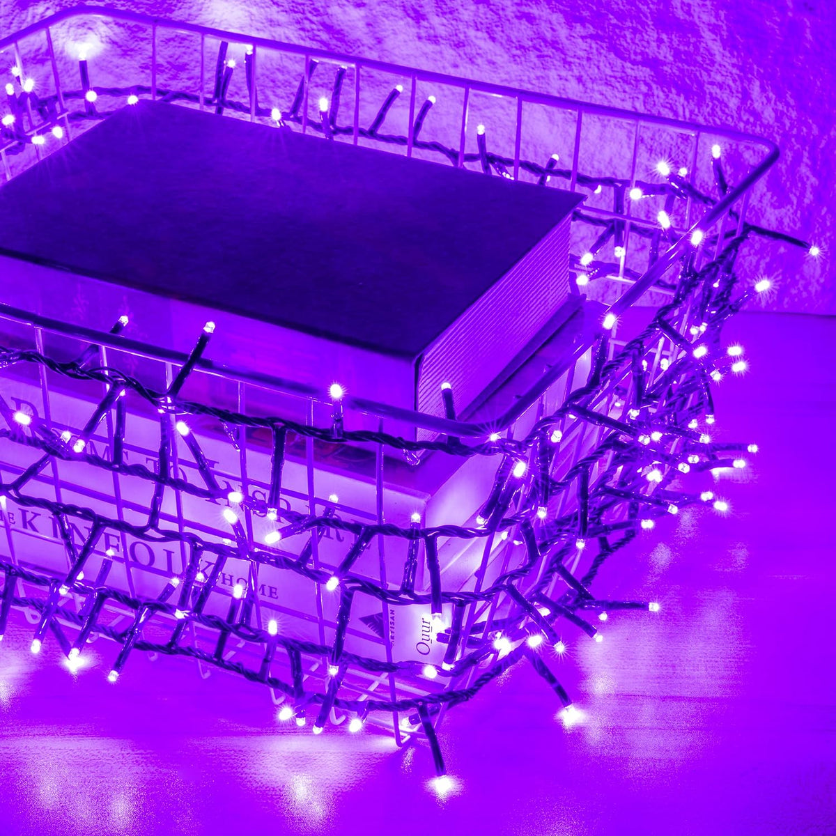 AWQ 500 LED 49FT Christmas Cluster Lights Waterproof String Light Purple