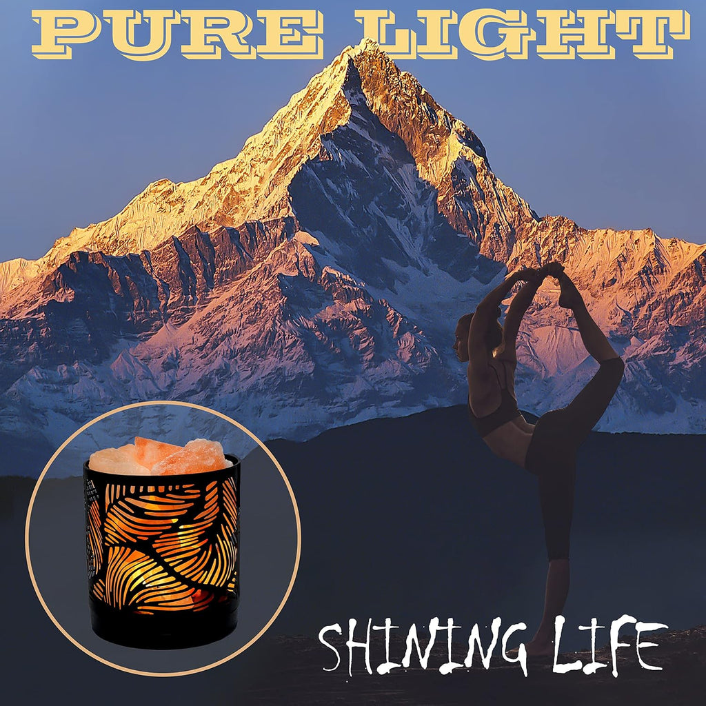 SUNYA Himalayan Salt Lamp - Metal Basket with 5 LED Bulbs, Pink Rock Salt Lamp Night Light with USB Power Cable. Box Package (Sand Sea)