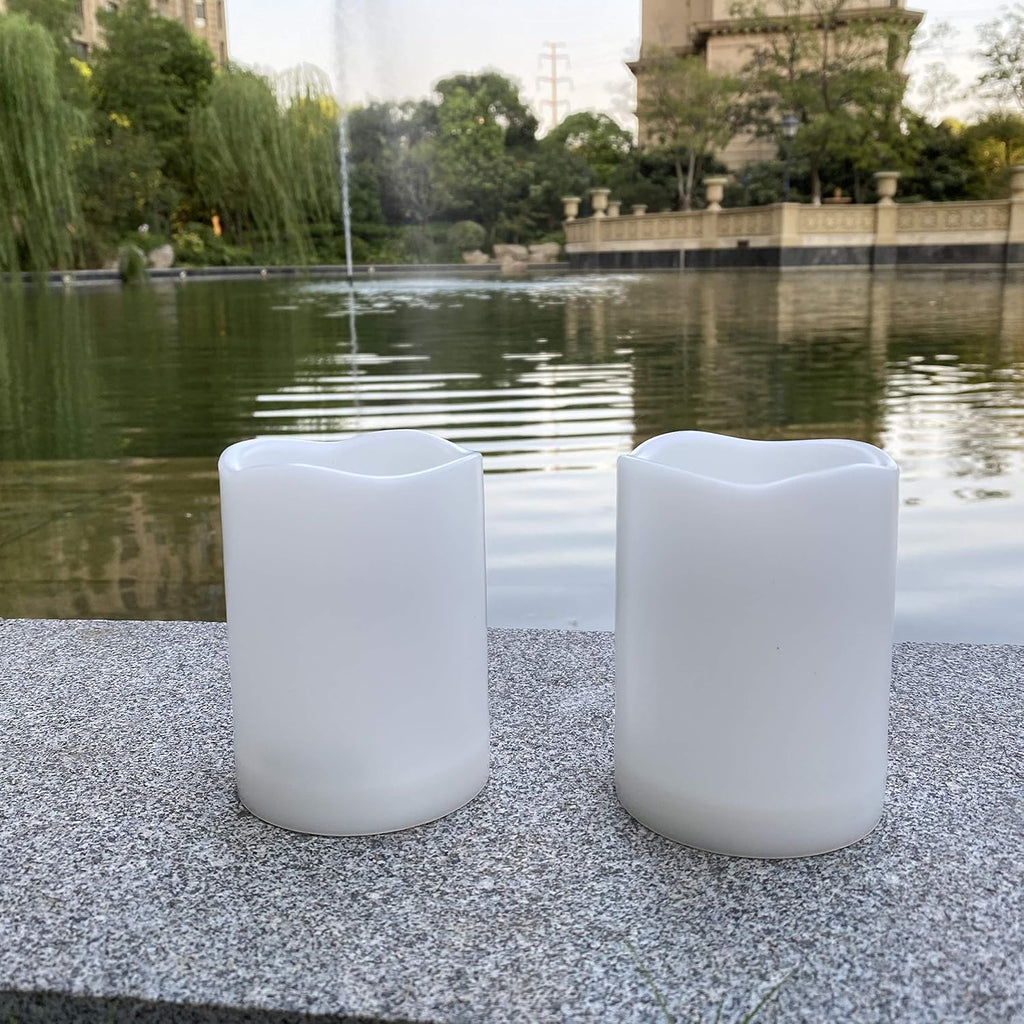 Waterproof Outdoor Flameless Pillar Candle with Timer, 1 Pack, 3” x 4”
