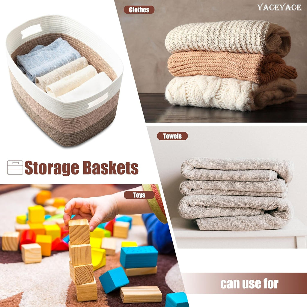 Storage Basket Large, Nursery Blanket Storage with Handle Living Room, Woven Storage Bin for Organizin Shelf, Decorative, 22"x17"x12"