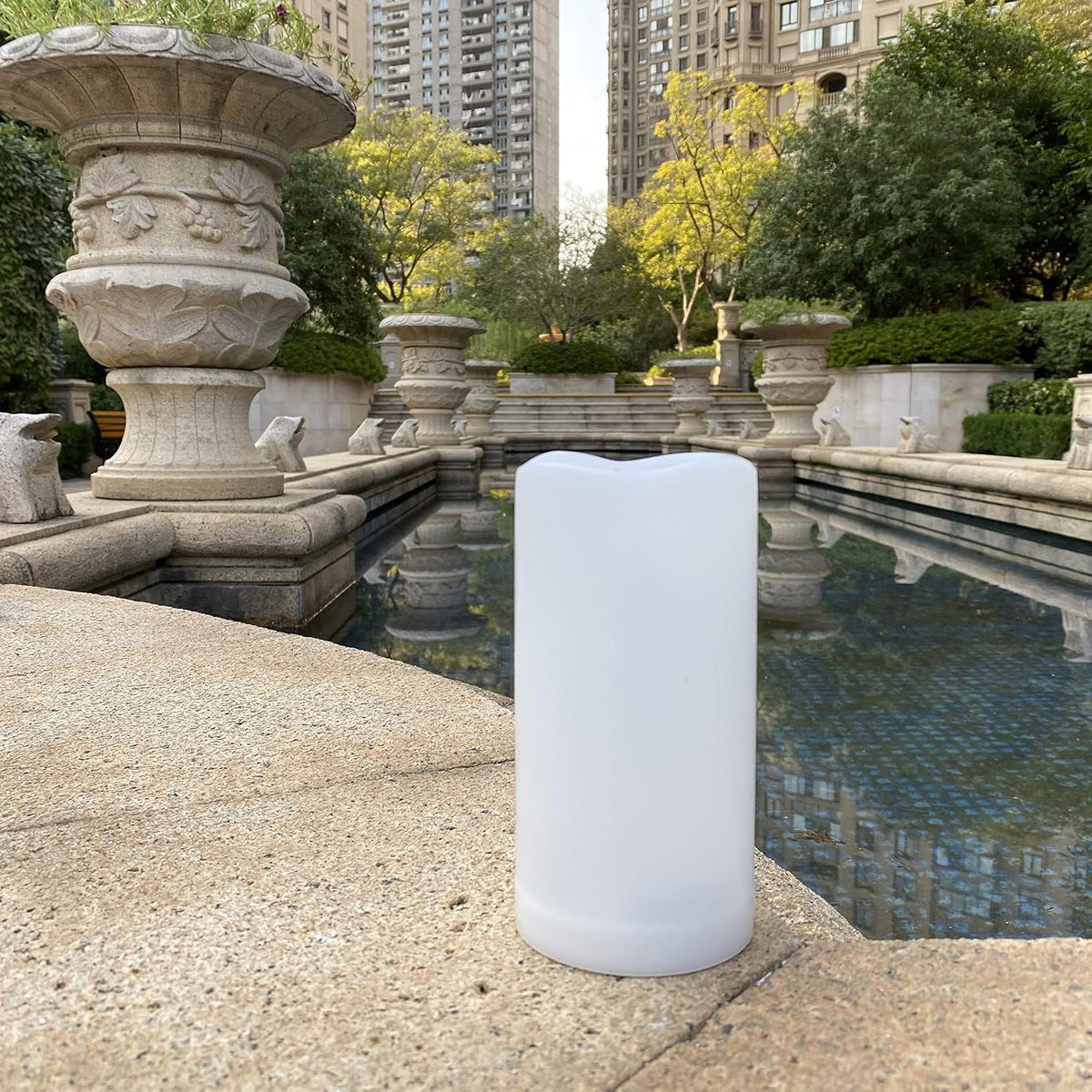 1 Pack Outdoor LED Flameless Pillar Candle with Remote and Timer, 3” x 6”