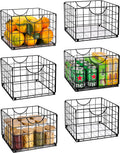 DINGTAI Metal Wire Basket Organizer Foldable Set of 6, Food Storage Mesh Bin with PVC Sheet, Freezer Organizer Bins for Pantry Closet Bathroom-Black