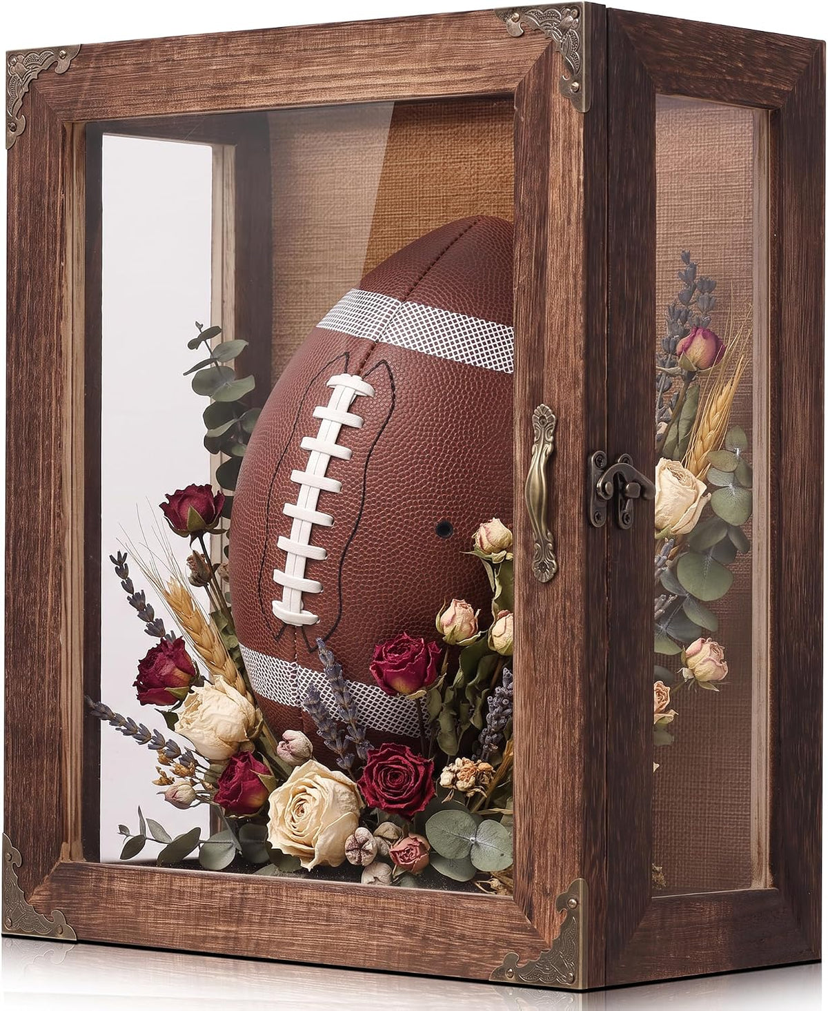 Shadow Box Display Case 11x14, 6.2" Deep, 5-Sided Glass, Solid Wood