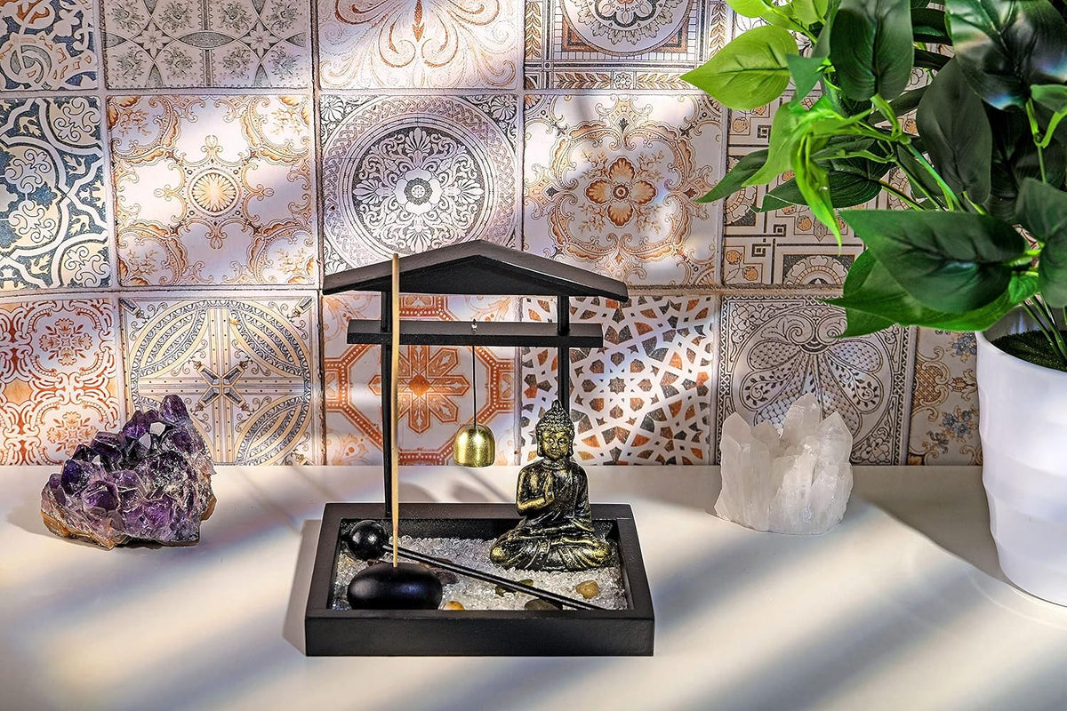 Jovivi Zen Garden Set Buddha Statue, Incense Stick Holder Bowl