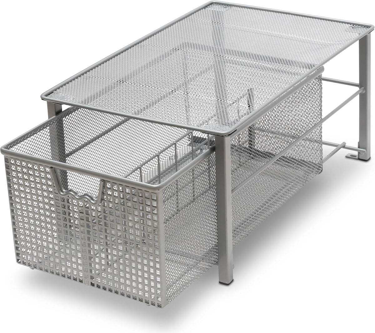 Deco Brothers Stackable Pull Out Cabinet Sliding Basket with Divider, Large