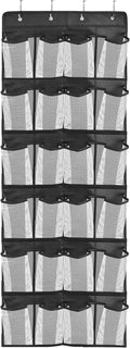 Over the Door Hanging Shoe Organizer with 24 Large Mesh Pockets - Shoes Holder/Black