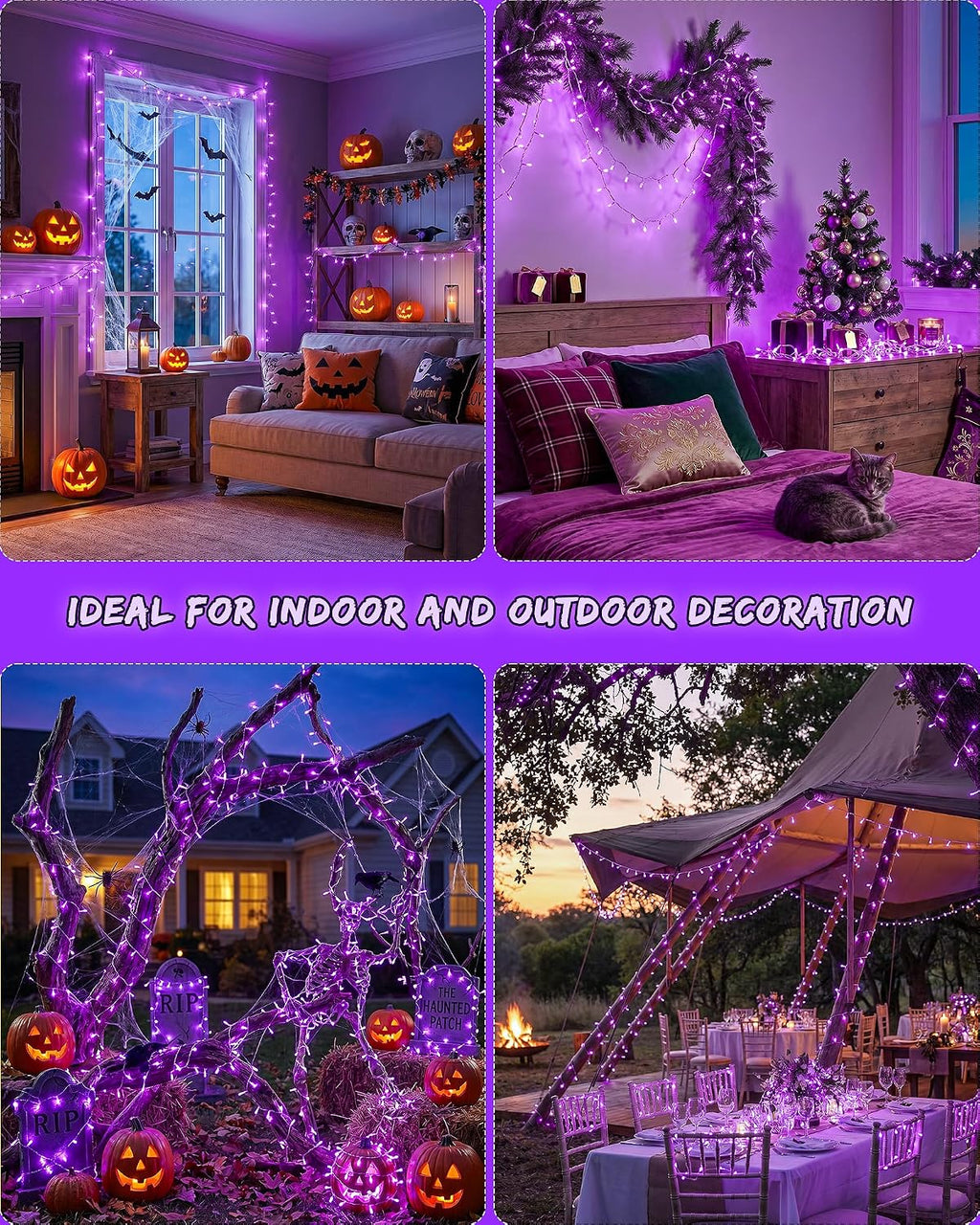33FT 100 LED Purple Halloween Christmas Fairy Twinkle String Lights