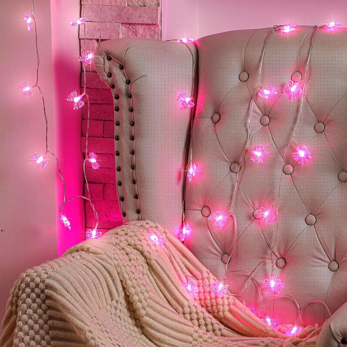 Glooglitter Pink Bow String Light Mini Bow Decor for Girl Room 9.84 ft