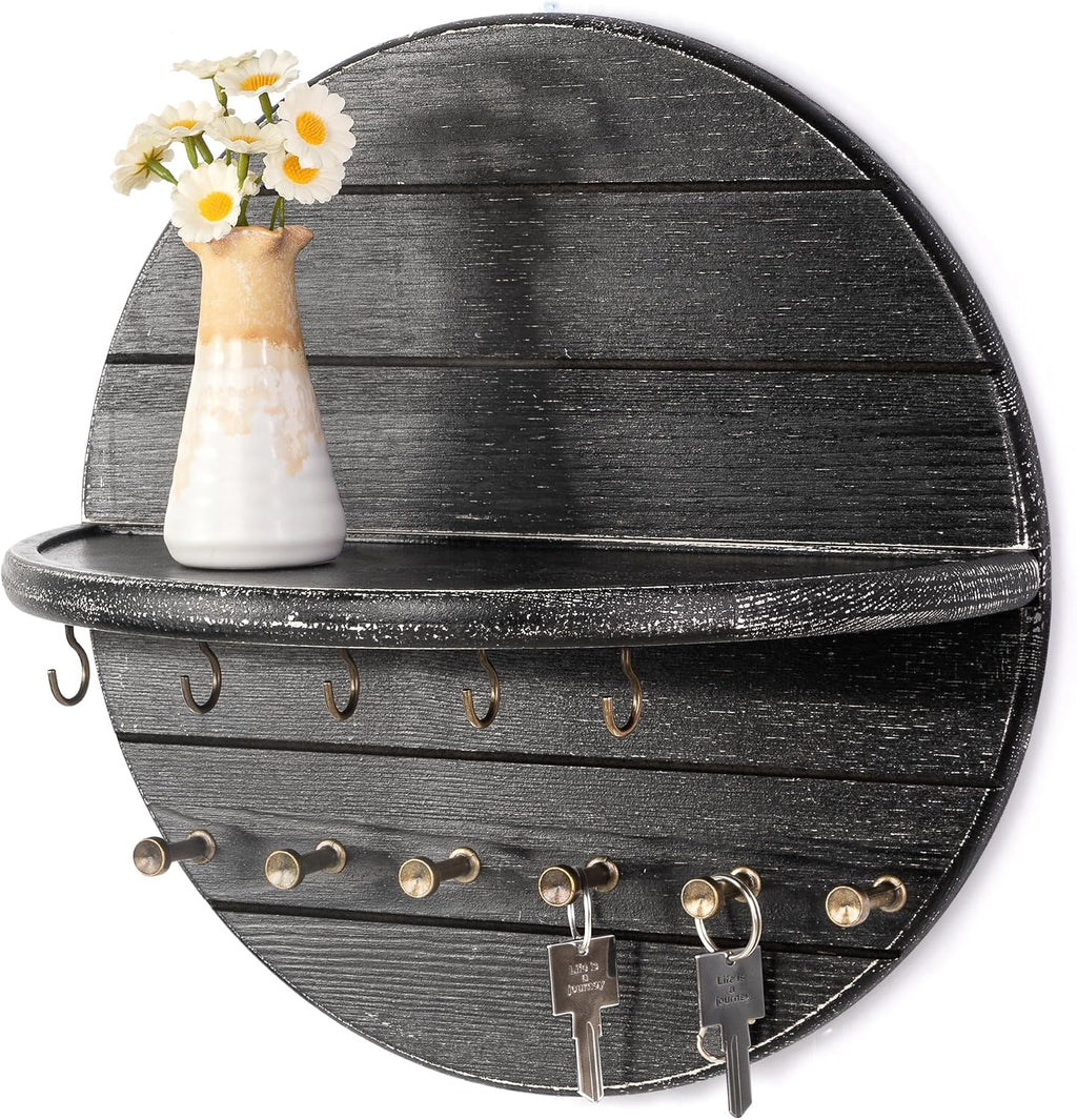 Rebee Vision Round Key Holder Wall Mount for Keys & Sunglasses, Old Black