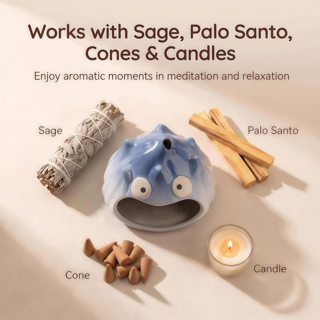 Palo Santo Holder, Incense Burner with Mini Chimney, Easy-to-Clean
